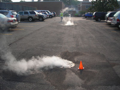 Leaking Manhole Cover Leakng manhole causes sewer inflow